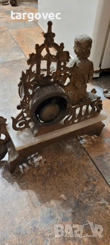 разкошен старинен бронзов часовник Белгия, снимка 5 - Антикварни и старинни предмети - 52676123