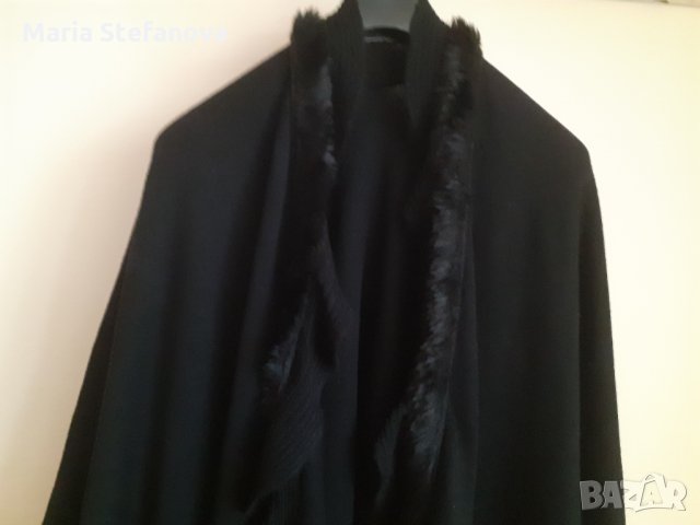 Черно асиметрично пончо, снимка 4 - Палта, манта - 32477652