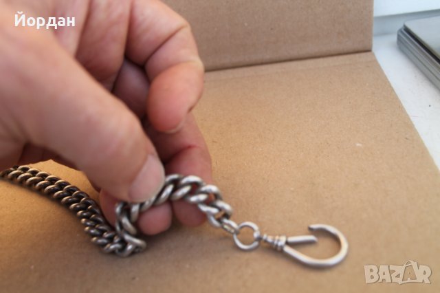 Сребърен синджир/кюспек за джобен часовник, снимка 6 - Антикварни и старинни предмети - 43895864