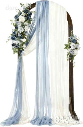 Дървена сватбена арка PlusFive, 2,1 м × 1 м извита горна част, стойка за фон