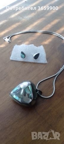 Сребърен комплект,със седеф, снимка 11 - Колиета, медальони, синджири - 43067496