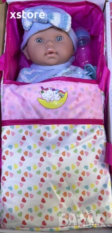 Кукла бебе с пълен комплект – Шише, пижама, легълце и аксесоари - 42 см - НА БЪЛГАРСКИ, снимка 11 - Кукли - 52737832
