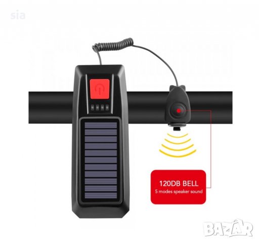 Фар за велосипед, Фенерче за колело, солар, сирена, Вградената батерия, LED светлина
