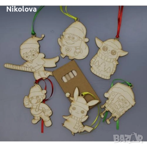 Сет от коледни фигурки за оцветяване + цветни моливи – любими герои на децата!, снимка 4 - Фигурки - 52277653