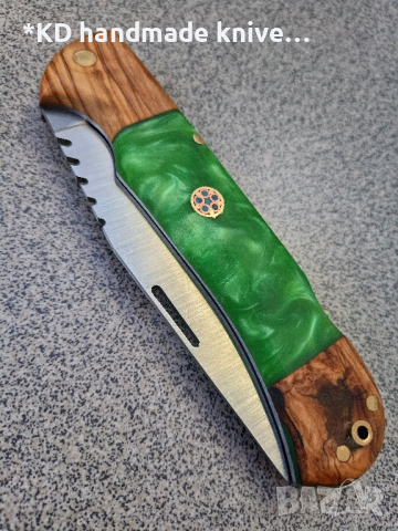 Сгъваем нож ръчно изработен от D2 стомана, снимка 3 - Ножове - 44880136