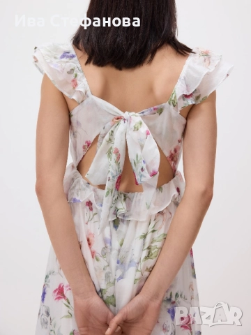 Нова 100 % вискоза кукленска разкошна лятна дълга елегантна феерична рокля флорален принт цветя , снимка 6 - Рокли - 52511825