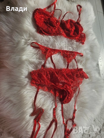 Нов червен сет дамско бельо от 3части