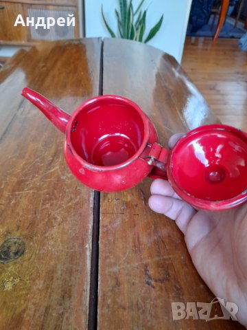 Стар емайлиран чайник #14, снимка 6 - Антикварни и старинни предмети - 35262085