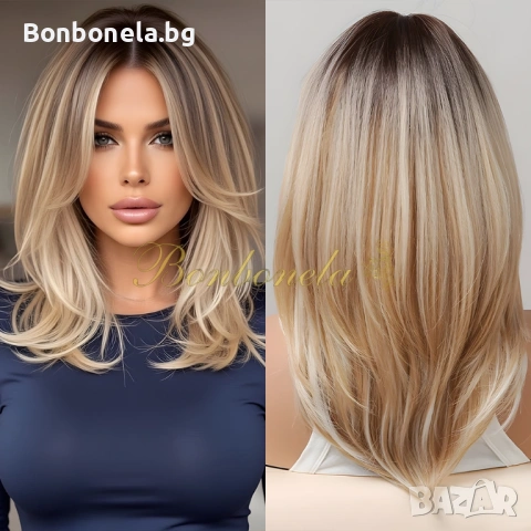 Омбре руса перука средна дължина