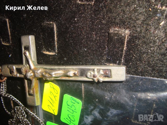 МНОГО СТАР ЙЕРУСАЛИМСКИ КРЪСТ НАГРЪДНО РАЗПЯТИЕ ПОСРЕБРЕНО РЯДКО със СТОМАНЕНА ВЕРИЖКА 21128 , снимка 11 - Антикварни и старинни предмети - 32689668