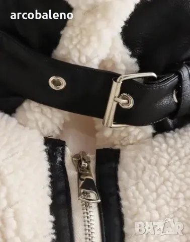 Ново есенно-зимно дамско яке с кожен ревер, снимка 5 - Якета - 47469118