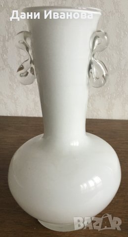 Млечно бяла кристална ваза, снимка 3 - Вази - 28184523
