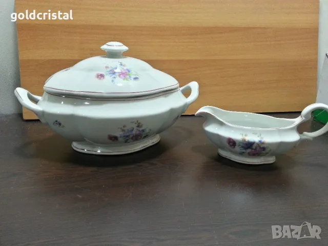 стар български порцелан супник и сосиера , снимка 2 - Антикварни и старинни предмети - 49029711