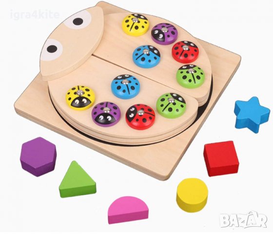 Дървена игра с магнити, въдица, калинки и елементи НОВО!, снимка 7 - Играчки за стая - 38245329