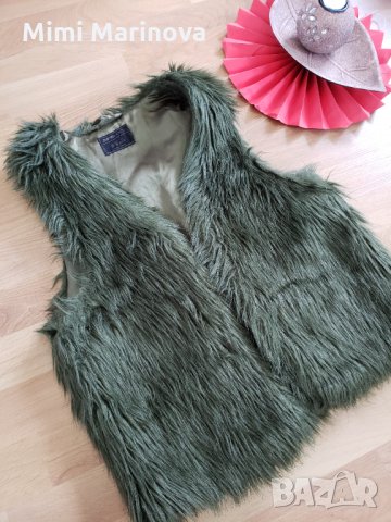 Тъмно зелено елече с косъм SuiteBlanco, снимка 3 - Елеци - 32287991