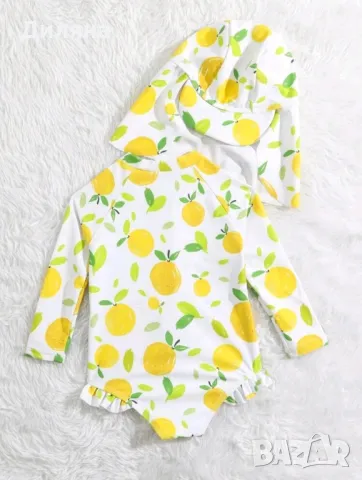 детски цял бански с шапка на лимони , снимка 2 - Детско бельо и бански  - 50310547
