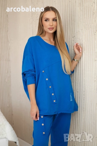 Дамски Oversize памучен комплект суичър + панталон, 5цвята , снимка 2 - Комплекти - 46988859