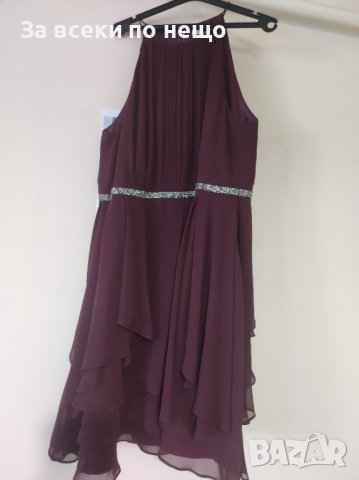 Официална рокля бордо шифон с камъни , снимка 6 - Рокли - 43936559