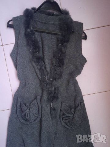 Дамска жилетка вълна и естествен косъм, снимка 6 - Жилетки - 43502473