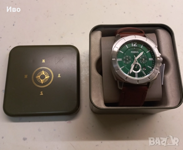 Оригинален НОВ часовник Fossil с хронограф и кожена каишка, снимка 2 - Мъжки - 52015342
