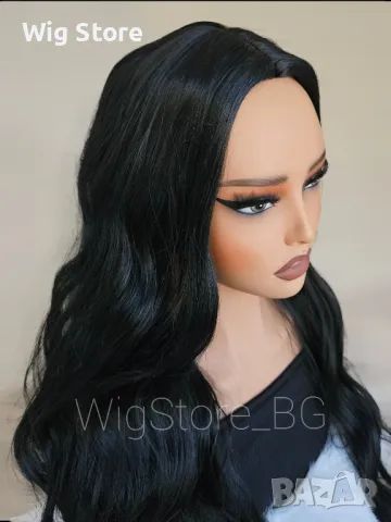 Черна перука без бретон на къдрици, снимка 4 - Аксесоари за коса - 47721452