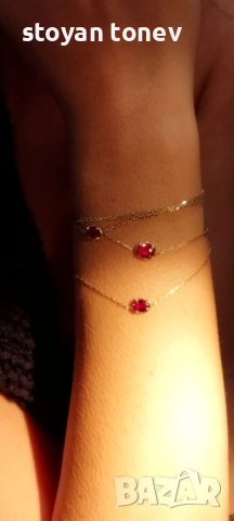 Златна верижка/гривна с естествени рубини! Уникат с многолика визия! Нов!