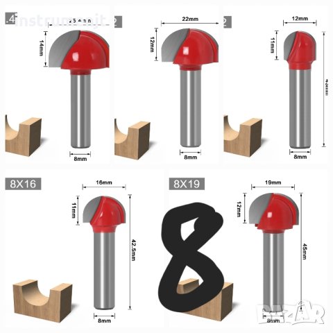 Фрезери с 8 мм опашка, снимка 11 - Други инструменти - 25136071