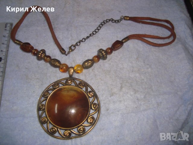 СТИЛНО ЕФЕКТНО ВИНТИДЖ КОЛИЕ МЕСИНГ и КАТАЛИН / ТОПЕН КЕХЛИБАР ХЕНД МЕЙД БИЖУ 27866, снимка 6 - Колиета, медальони, синджири - 37128448