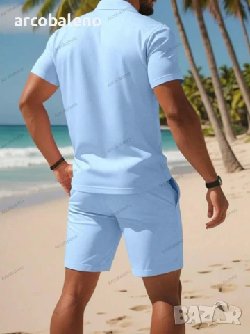 Ежедневен мъжки моден летен комплект от две части, 6цвята , снимка 3 - Спортни дрехи, екипи - 50787944