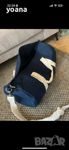 Сак/ Спортна чанта – нова, тъмносиня с бяло, снимка 4 - Сакове - 53330511