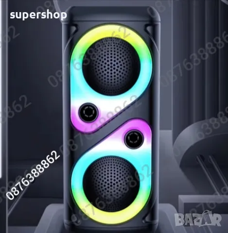 ПРОМО! Bluetooth Тонколона 2х4”, с микрофон и динамични RGB ефекти, снимка 7 - Тонколони - 48163179