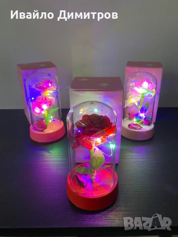Мини Декоративна Златна Роза LED лампа, снимка 2 - Декорация за дома - 53495701