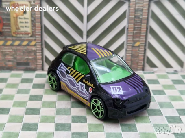 Метална количка Fiat 500 черен, Hot Wheels, снимка 2 - Колекции - 50141985