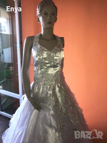 Булчинска рокля №4 - НОВА ! С воал, чанта, ръкавици и венче, снимка 3 - Сватбени рокли - 37367511