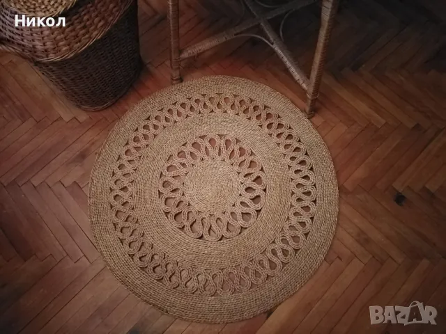 Плетени ратанова маса и рогозка, снимка 5 - Градински мебели, декорация  - 48587385