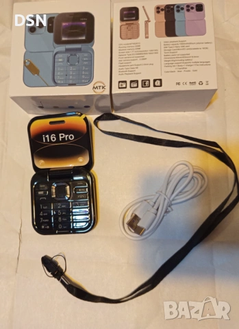 Сгъваем смартфон i16 Pro нов, черен, с две SIM карти и карта памет, снимка 2 - Други - 53516734