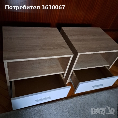 Нощно шкафче Sonoma дъб, кафяво и бяло ПДЧ , снимка 3 - Шкафове - 51754333