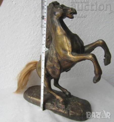  Голям кон пластика метал фигура статуетка, стара, метал, дърво, снимка 6 - Статуетки - 28877668