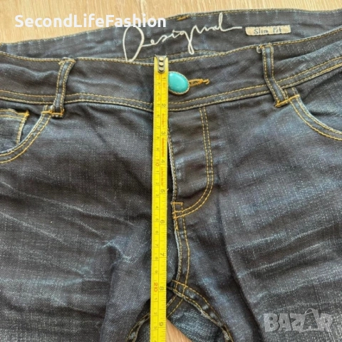 Дамски дънки Desigual, размер 42, слим крой, ниска талия, син цвят, снимка 6 - Дънки - 52266356
