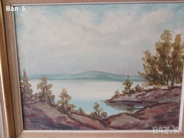 Стара авторска картина , пейзаж - платно , подписана, снимка 4 - Картини - 52788633