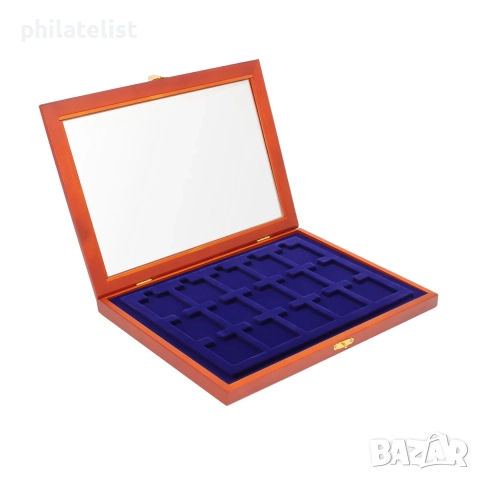 Луксозна дървена кутия витрина SAFE за 15 монети до 50 мм, снимка 2 - Нумизматика и бонистика - 37570087