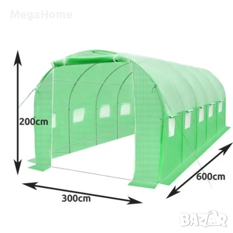 Готова Оранжерия/Парник тунелна PREMIUM с 2 врати и 8 прозореца, UV защита 180 гр./м2, снимка 2 - Оранжерии - 53350021