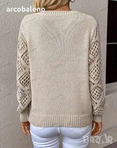 Дамски ежедневен пуловер с V-образно деколте и дълъг ръкав, 8цвята , снимка 3 - Блузи с дълъг ръкав и пуловери - 47433515