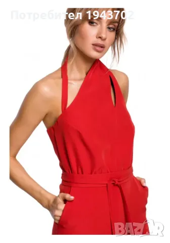 Елегантен дамски гащеризон в червен цвят M502 MOE, снимка 2 - Гащеризони - 47765184