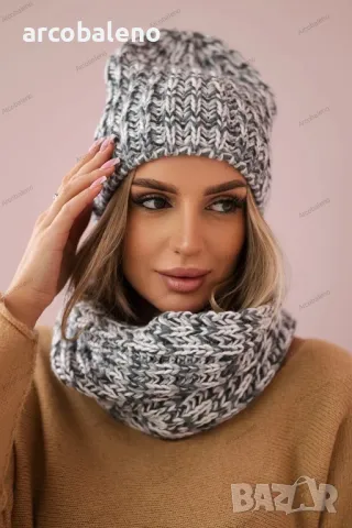 Дамски зимен комплект шапка и шал с полар Merry, 7цвята , снимка 9 - Шапки - 48320369