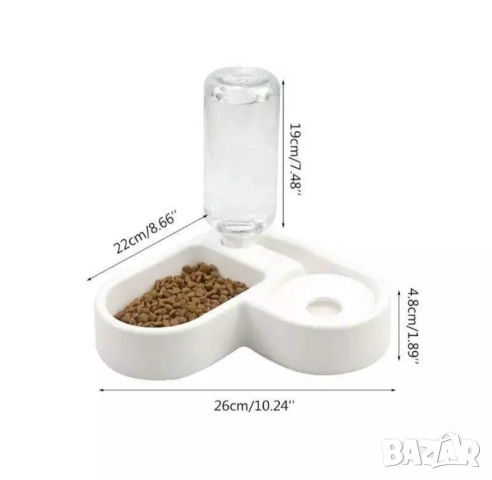 Двойна ъглова купа за домашен любимец, котка, куче с диспенсър за вода, снимка 2 - За кучета - 52211513