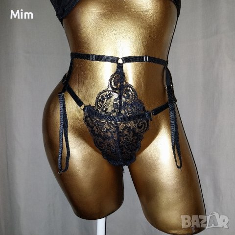 S/XL Черна дантелена полупрашка с чокър