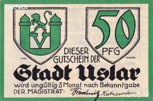 ❤️ Германия Uslar 1914-1924 50 пфенинга UNC нова ❤️, снимка 2 - Нумизматика и бонистика - 52906336