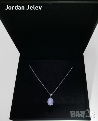 Медальон с естествен бял Сапфир и бяло злато, снимка 5 - Колиета, медальони, синджири - 38930448