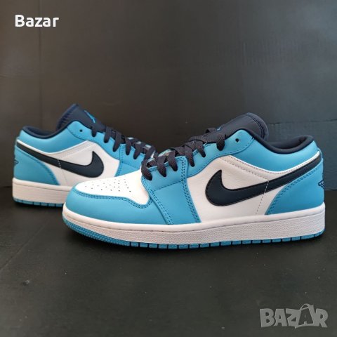 Нови Оригинални Маратонки Nike Air Jordan 1 Low unc Обувки Размер 42 и 43 номер сини бели черни blue